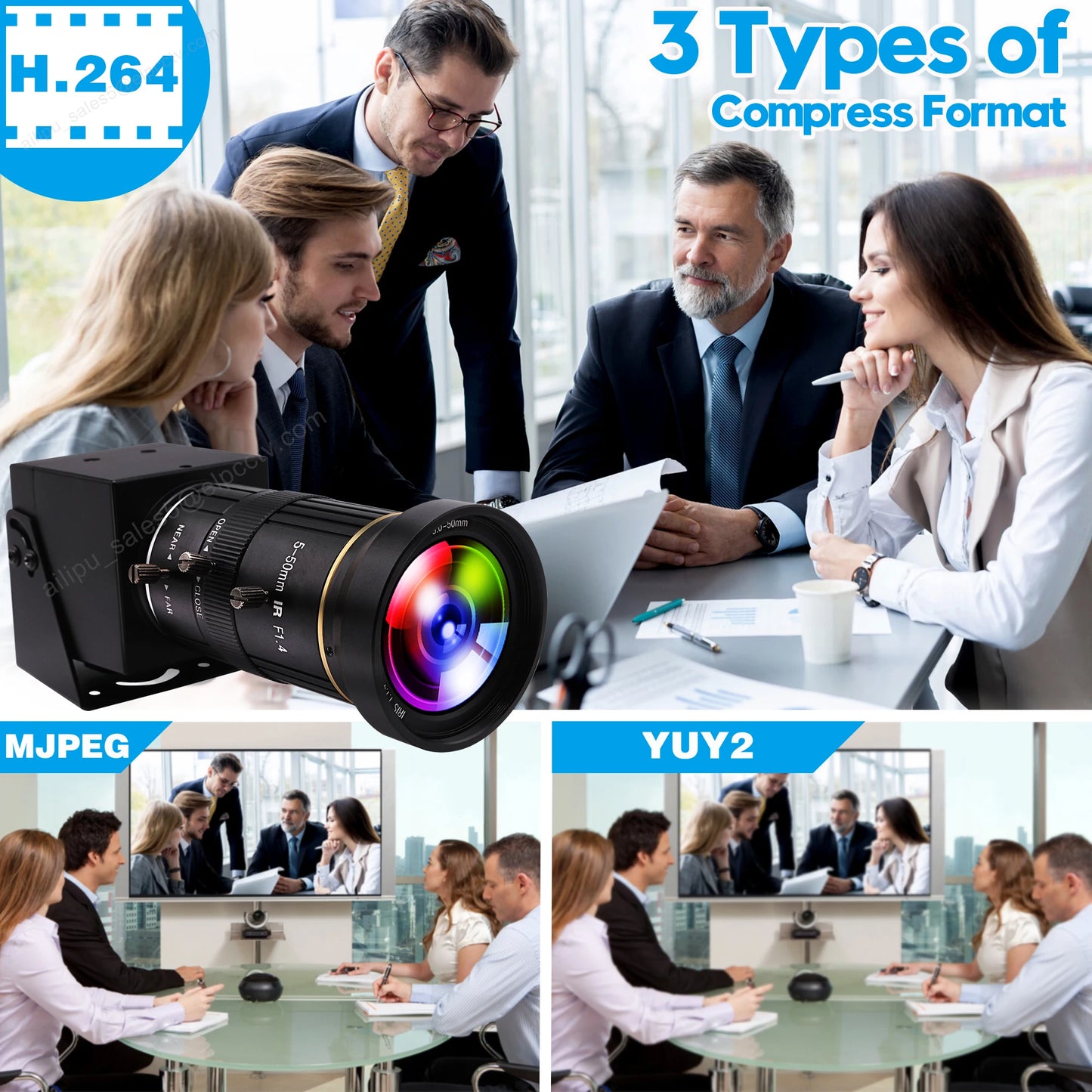 ELP 60FPS 4K USB 3.0 HDMI-Kamera mit 5-50 mm manuellem 10-fach-Zoomobjektiv, IMX415 H.264 USB-Sicherheits-Webcam für die Anzeige von Computermonitoren