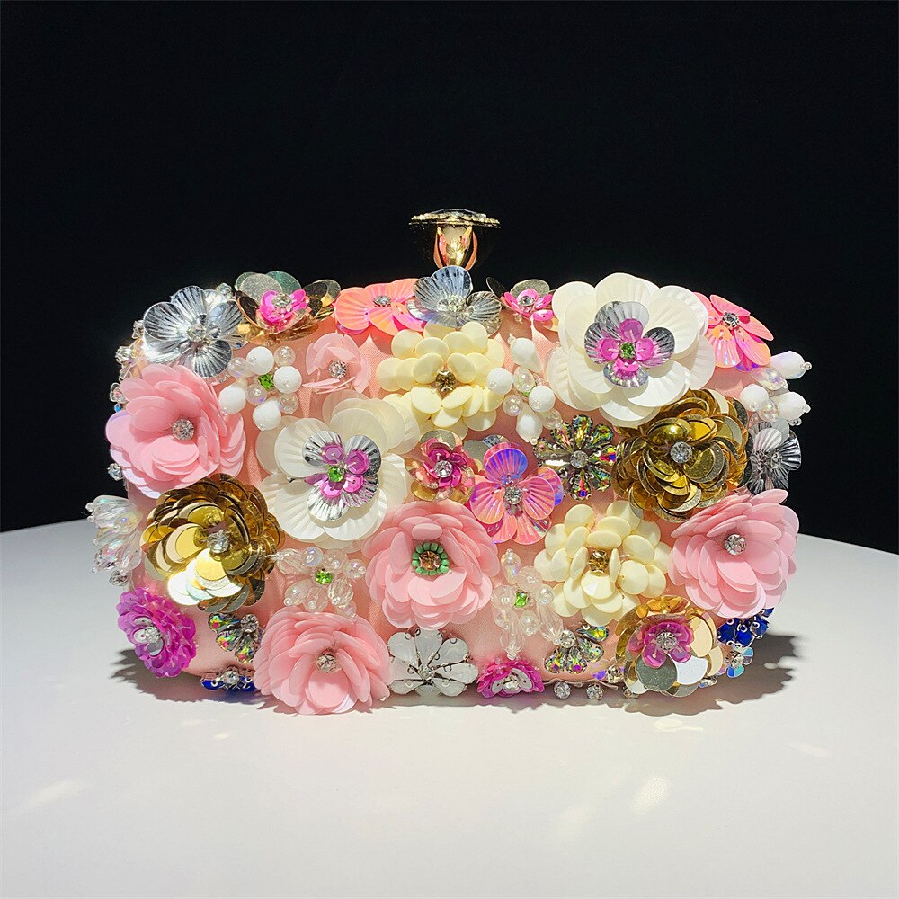 Handgemachte Damen Blumen Clutch Abendtaschen, Stil Geldbörse