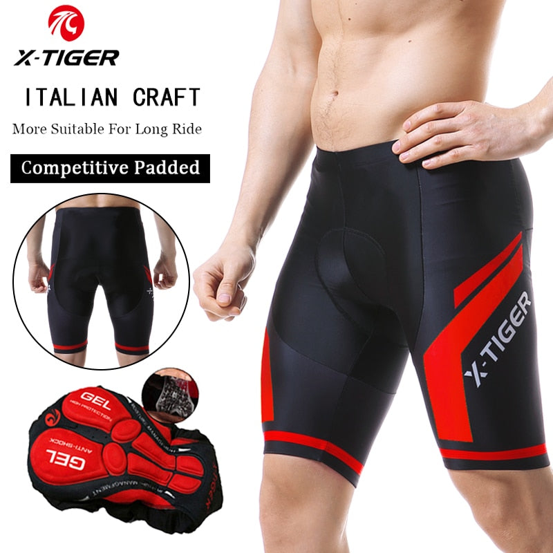 X-TIGER Herren-Radhose, Coolmax 5D gepolsterte Fahrrad-Reithose, stoßfeste MTB-Fahrrad-Shorts