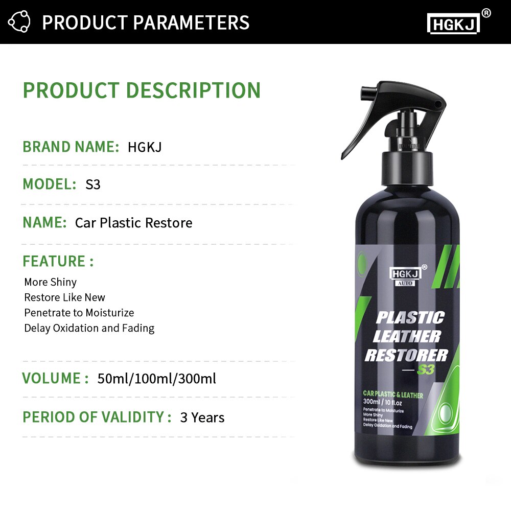 300 ml Kunststoff- und Lederrenovator, Autoinnenreiniger für die Fahrzeugaufbereitung und Restaurierung