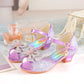 Summer Girls Sandals With Heel Fashion Rhinestone Shiny Glitter Shoes Children Princess Bowtie Pearl Dancing Shoes H876