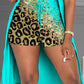 3PCS Damen Kontrast Leopardenmuster Geripptes Crop Tank Top & Kordelzug Shorts mit Weste