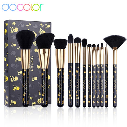 Docolor Goth Make-up-Pinsel-Set, 12-teilig, professionelle Gesichtspuder, Lidschatten, Foundation, Mischkosmetik, professionelle Pinsel