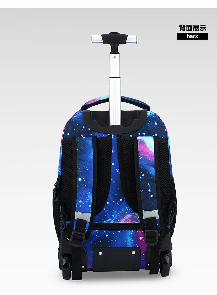 Men Trolley Backpack Rolling Luggage Suitcase Large Capacity Children Boys Backpacks with Wheels Girls Waterproof School Bag