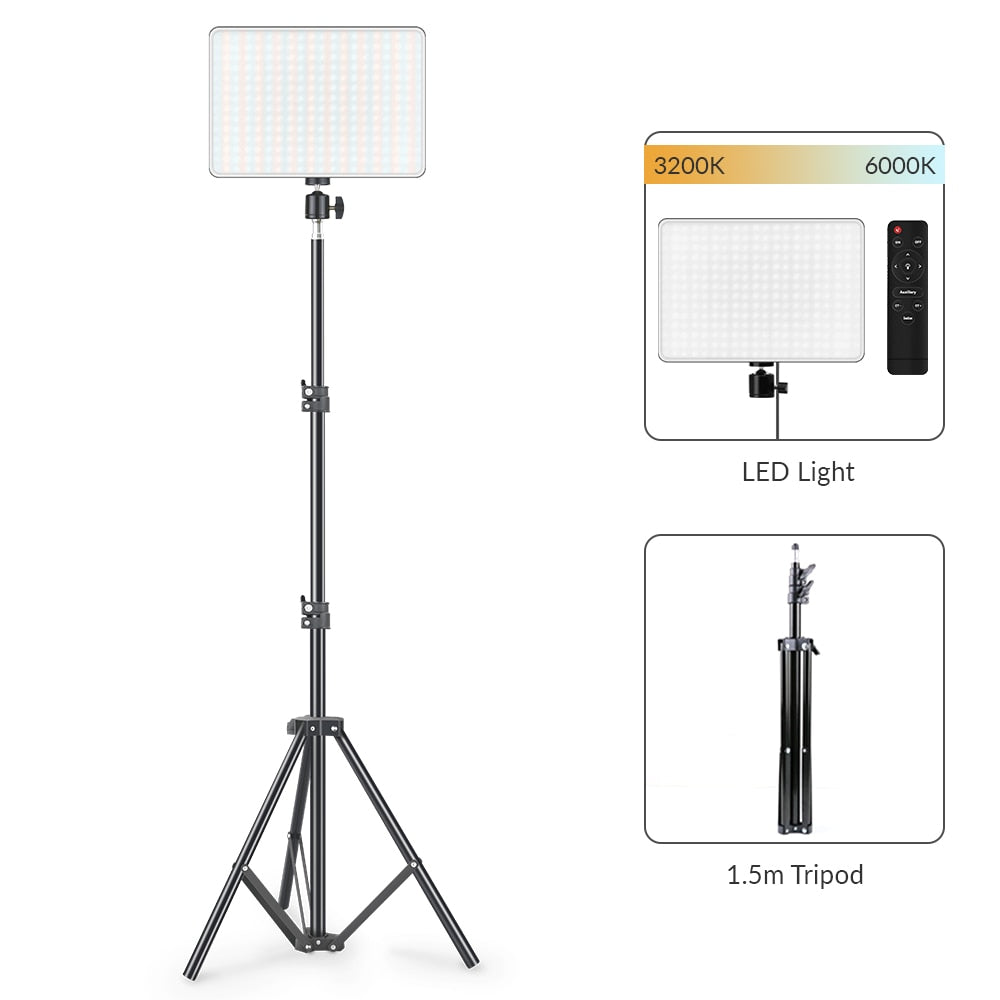 LED Foto Studio Licht 3200K-5600K für Professionelle Fotographie, Beleuchtung mit Stativ für Live-Stream