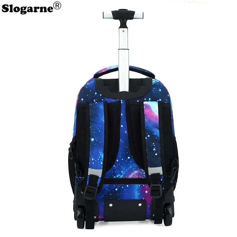 Men Trolley Backpack Rolling Luggage Suitcase Large Capacity Children Boys Backpacks with Wheels Girls Waterproof School Bag