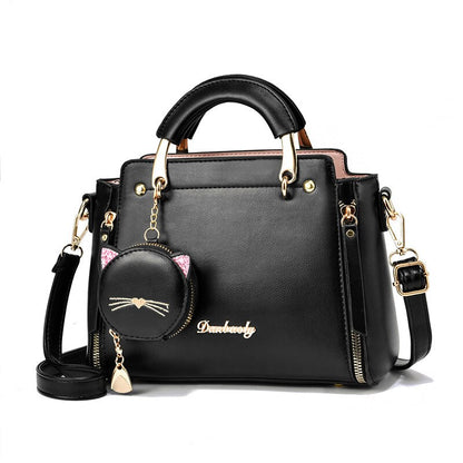 Damen Ledertasche, Damen Schulter Geldbörse & Handtasche mit Katzen Design