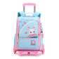 Children's Fashion Cartoon School Bags with 6 Wheels Trolley Backpack Teenagers Girls Rolling Backpack Students Kids Backpack