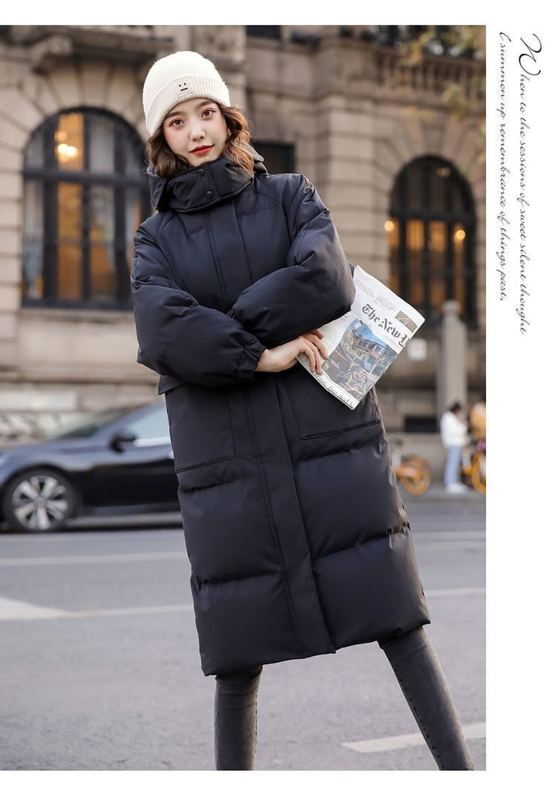 Daunengepolsterte Jacke für Damen im Winter 2023 im neuen Stil, koreanischer, lockerer mit Baumwolle gefütterter Mantel