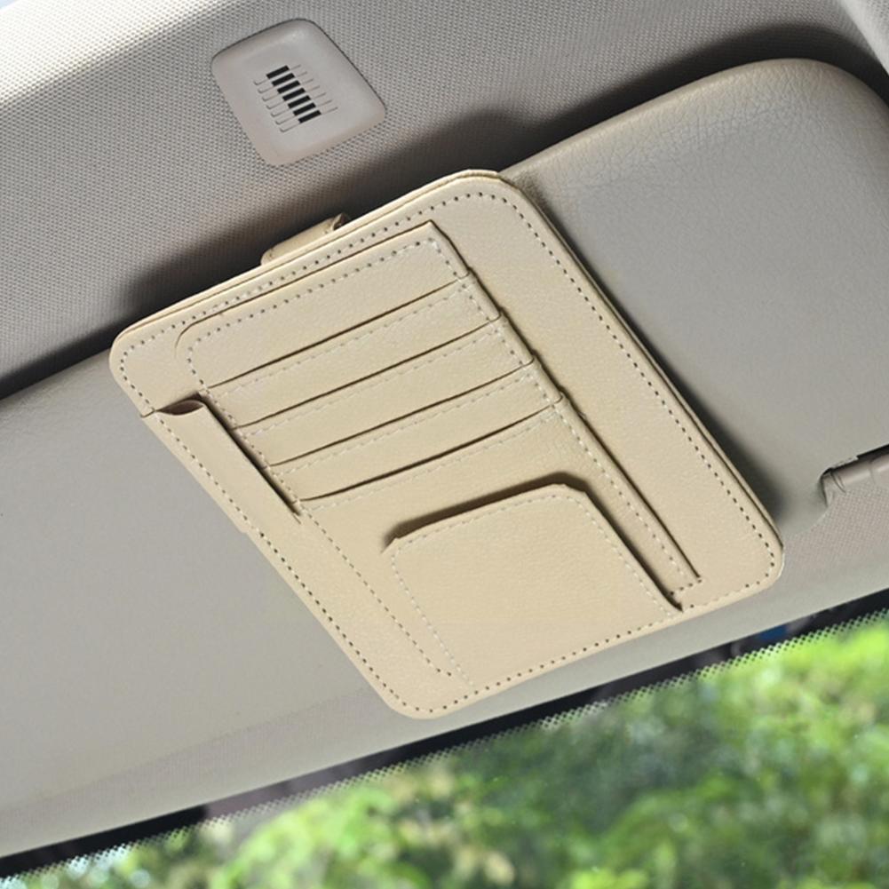 Auto-Sonnenblenden-Organizer aus Leder, Sonnenbrillenhalter, Aufbewahrung, Kartenhalter