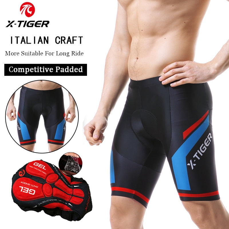 X-TIGER Herren-Radhose, Coolmax 5D gepolsterte Fahrrad-Reithose, stoßfeste MTB-Fahrrad-Shorts