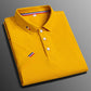 Business-Poloshirt für Herren, bequemes und atmungsaktives einfarbiges Revers-Poloshirt aus Eisseide, kurzärmeliges Golfshirt