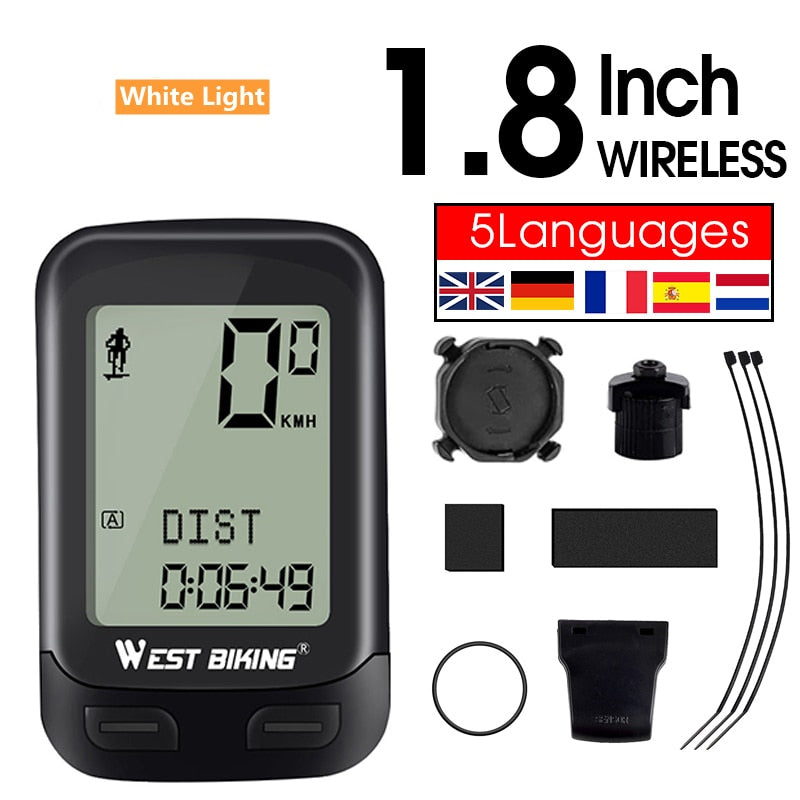 Fahrradcomputer, kabellos, kabelgebunden, wasserdicht, digitaler Fahrrad-Tachometer, Kilometerzähler mit Hintergrundbeleuchtung, Fahrrad-Stoppuhr