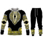 Herren 3D Druck Folk Hoodies Hosen, 2 Stück Sets Herren Freizeitanzug, Langarm Ethnischen Stil Afrikanische Kleidung