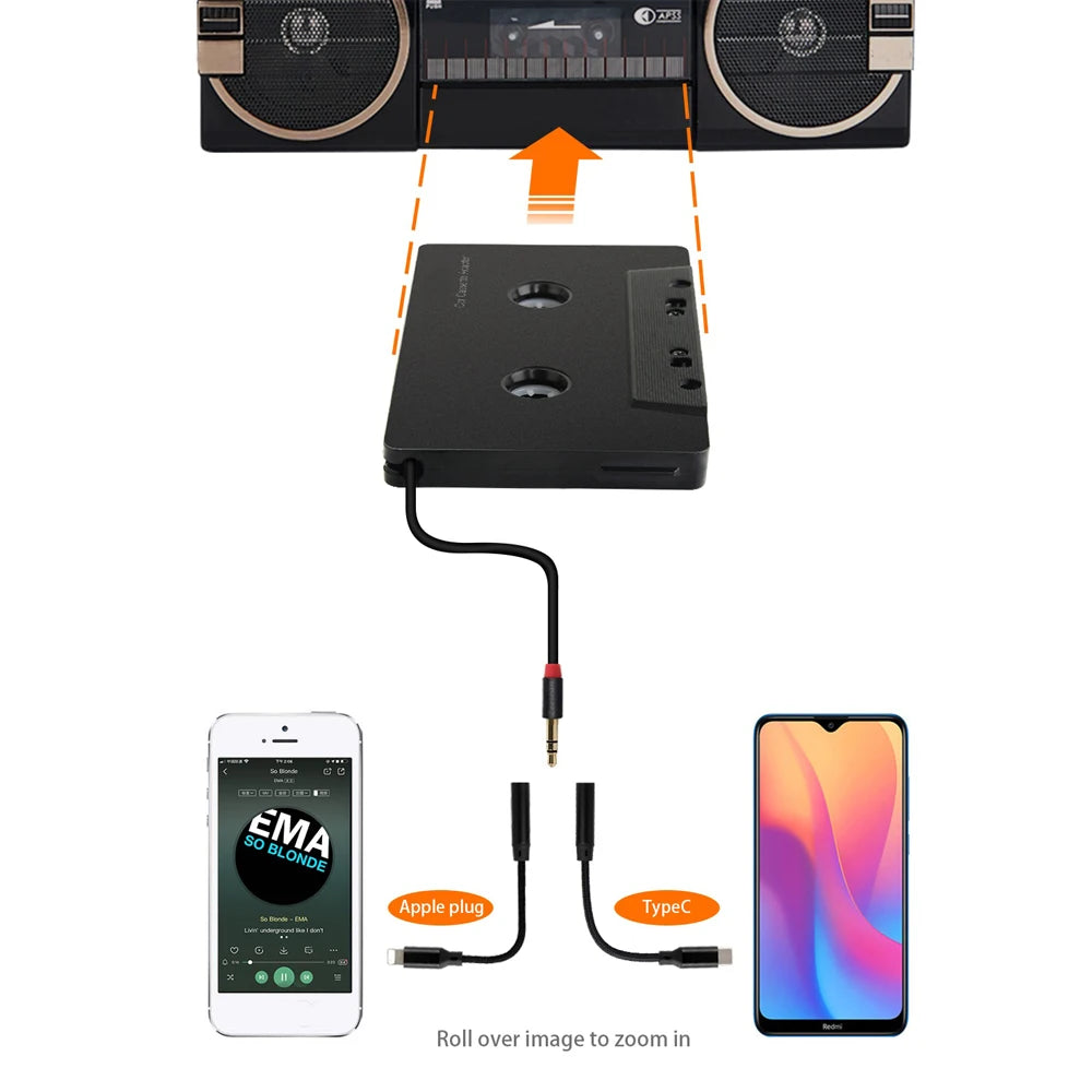 Aux Adapter Car Tape Audio Cassette Mp3 Player Converter 3.5mm Jack Plug For iPod iPhone MP3  Phone AUX Cable CD Player