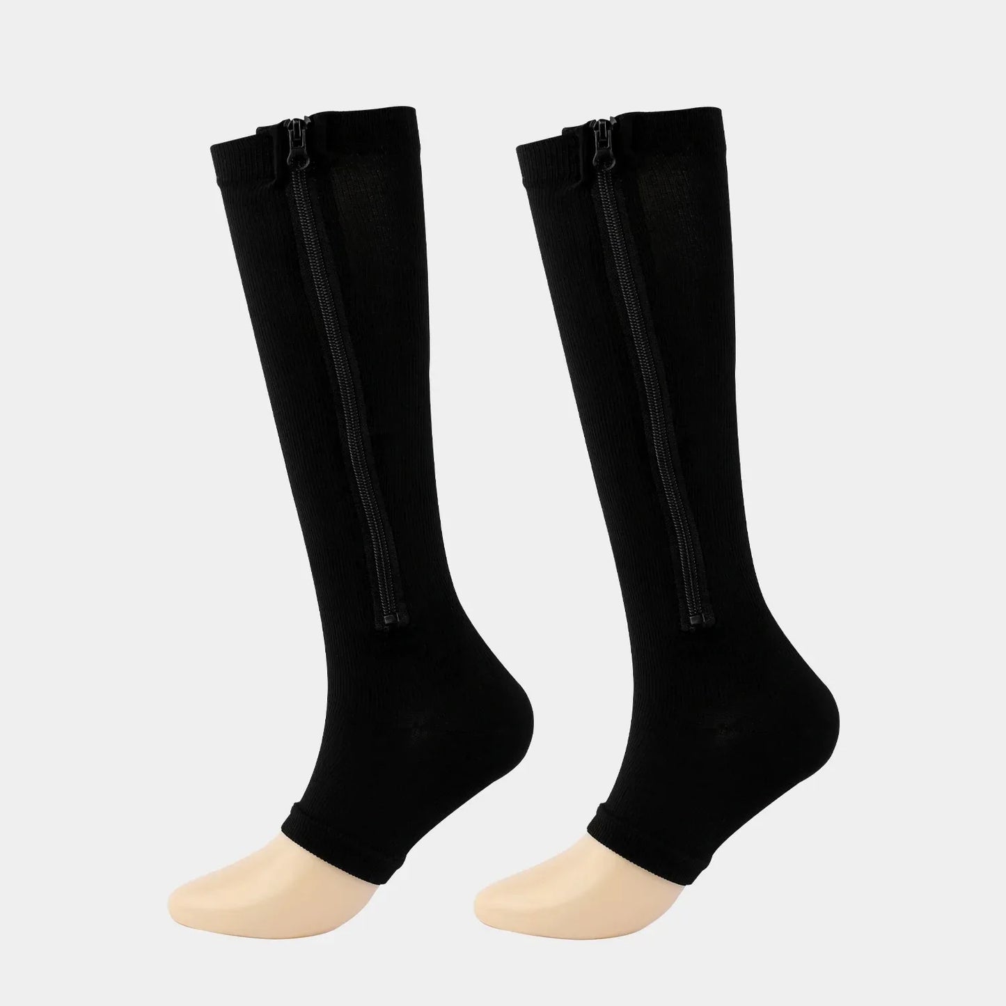 Zipper Compression Socks 15-20 mmHg Open Toe, Medical Zip Up Compression Stockings for Women Men Improves Blood Circulation, Rel