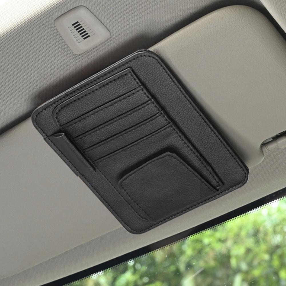 Auto-Sonnenblenden-Organizer aus Leder, Sonnenbrillenhalter, Aufbewahrung, Kartenhalter