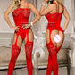 Babydoll-Bekleidung, Catsuit, Unterwäsche mit Strumpfbänder, Nachtwäsche, Hosenträger in Übergröße, rot