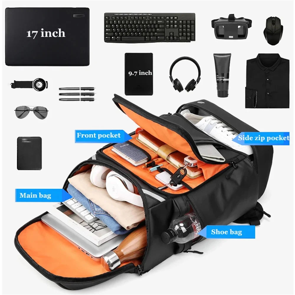 Men travel backpack large capacity trekking Backpack Business 17 Inch Laptop Backpack 50L Hiking Backpack With shoe bag ﻿