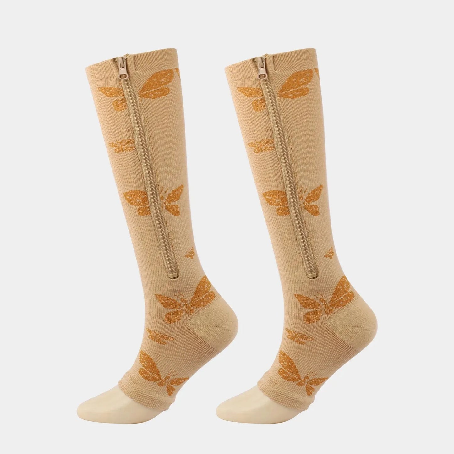 Zipper Compression Socks 15-20 mmHg Open Toe, Medical Zip Up Compression Stockings for Women Men Improves Blood Circulation, Rel