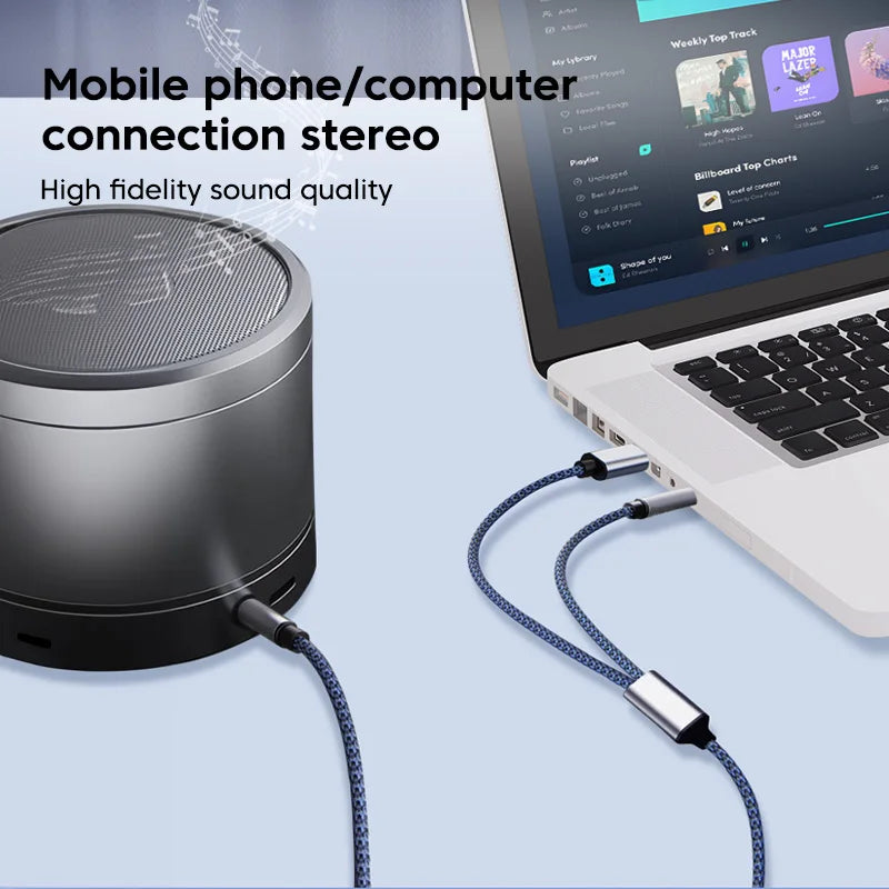 2 in 1 Aux Audio Cable Type C/Lightning To 3.5mm Male Cable For Car Headphone phone USB C IOS to 3.5mm Aux Converter Jack Cable