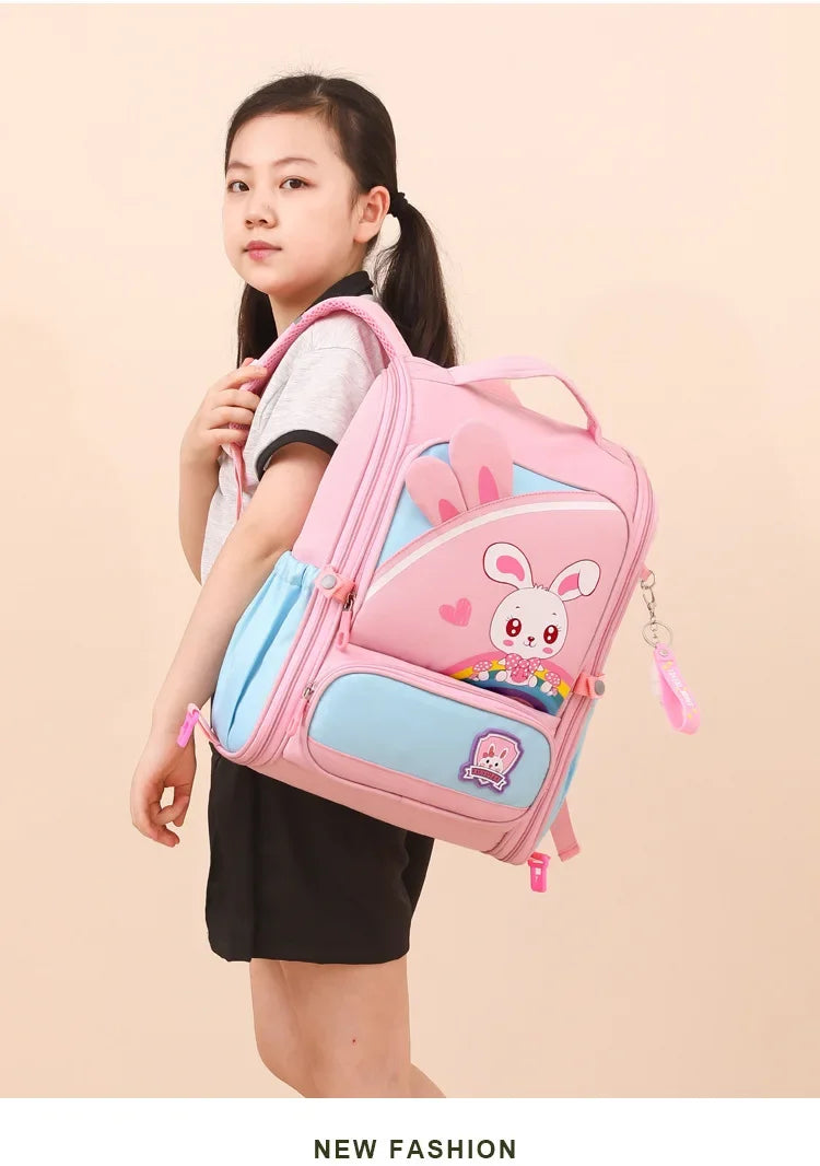 Children's Fashion Cartoon School Bags with 6 Wheels Trolley Backpack Teenagers Girls Rolling Backpack Students Kids Backpack