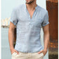 Einfarbig Herren Casual Baumwolle Leinen Shirts-Stehkragen, Frühling - Herbst Shirts mit langen Ärmel