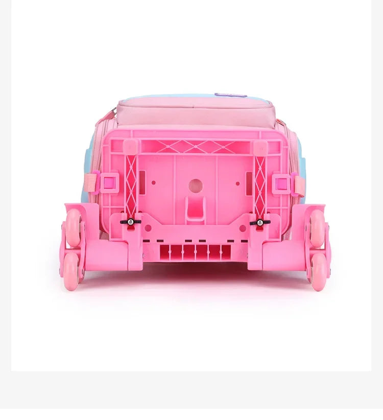 Children's Fashion Cartoon School Bags with 6 Wheels Trolley Backpack Teenagers Girls Rolling Backpack Students Kids Backpack