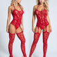 Babydoll-Bekleidung, Catsuit, Unterwäsche mit Strumpfbänder, Nachtwäsche, Hosenträger in Übergröße, rot
