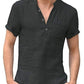 Einfarbig Herren Casual Baumwolle Leinen Shirts-Stehkragen, Frühling - Herbst Shirts mit langen Ärmel