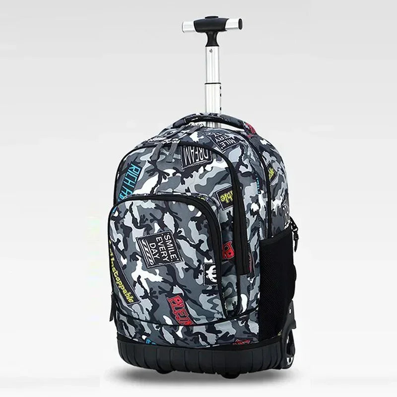 Men Trolley Backpack Rolling Luggage Suitcase Large Capacity Children Boys Backpacks with Wheels Girls Waterproof School Bag