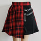 All Match Kurzer Rock, modisch, Tartan-Rot, Skarierter Rock mit seitlichen Knöpfen, lässiger Minirock für Damen