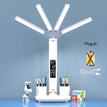 Wiederaufladbare LED-Tischleuchte mit Ventilator, Tischlampe fürs Arbeitszimmer