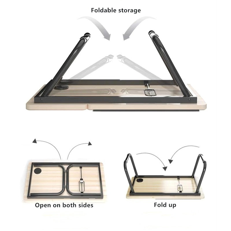 Laptop-Tisch, einfacher Computertisch mit Ventilator für Bett, Sofa, zusammenklappbarer, verstellbarer Laptop-Schreibtisch auf dem Bett