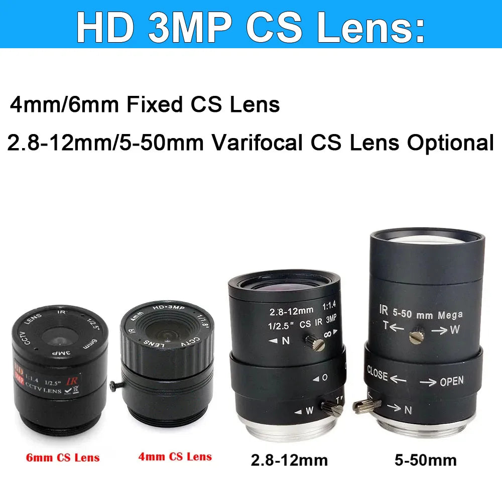 HD 4mm/6mm/2,8-12mm 5-50mm Vario-Zoom-Objektiv, Industrielle 1200TVL Farb-Analog-Video-CCTV-Überwachungskamera