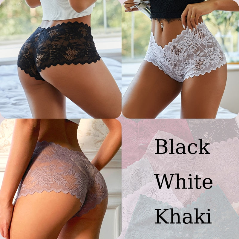 3PCS Sexy Floral Spitze Höschen, Damen Slip Niedrige Taille Weiche Dessous, Komfortable Weibliche Unterwäsche S-XL