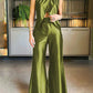 Mode hohe Taille Flare Hosen Set mit breiten Bein