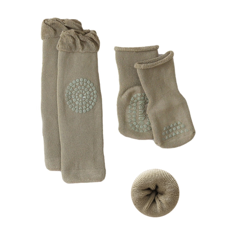 Baby Antirutsch Socke und Knieschutz für kleine Kinder, Baby Krabbeln Knie Pads Socken Set