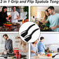 New 2 in 1 Grip Flip Spatula Tongs Egg Flipper Spatula Nylon Non Stick Coating Pancake Fish French Toast Omelet Making Tool