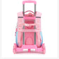Children's Fashion Cartoon School Bags with 6 Wheels Trolley Backpack Teenagers Girls Rolling Backpack Students Kids Backpack
