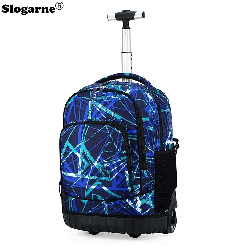 Men Trolley Backpack Rolling Luggage Suitcase Large Capacity Children Boys Backpacks with Wheels Girls Waterproof School Bag