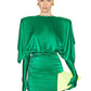Fashion Streetwear Damenkleid für besondere Anlässe, sexy V-Ausschnitt, drapiertes Design, grünes, schlankes, dünnes Minikleid mit Handschuhen