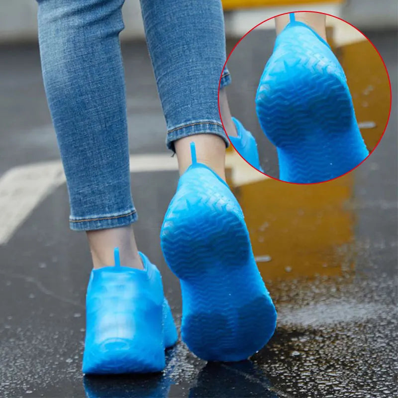 1 Paar wiederverwendbare wasserdichte Regenschuhüberzüge aus Silikon für Outdoor-Regenstiefel, Wanderschuhe