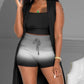 3PCS Damen Kontrast Leopardenmuster Geripptes Crop Tank Top & Kordelzug Shorts mit Weste