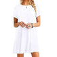 Secret Damen-Sommer-Strand-Minikleid, modisch & kurzärmelig, lockere T-Shirt-Kleider S-2XL