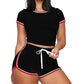 2-teilige Shorts-Sets für Damen-Outfits, kurzärmelige Trainingskleidung, Sportbekleidung für den Sommer