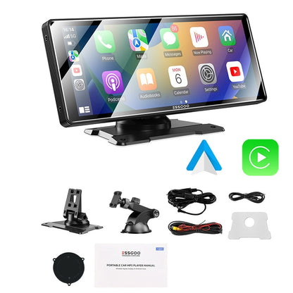 ESSGOO 10,26" Apple Carplay Autoradio, Automotive Multimedia Player Wireless Android Auto MirrorLink WiFi FM Car Play