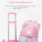 Children's Fashion Cartoon School Bags with 6 Wheels Trolley Backpack Teenagers Girls Rolling Backpack Students Kids Backpack