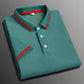 Business-Poloshirt für Herren, bequemes und atmungsaktives einfarbiges Revers-Poloshirt aus Eisseide, kurzärmeliges Golfshirt