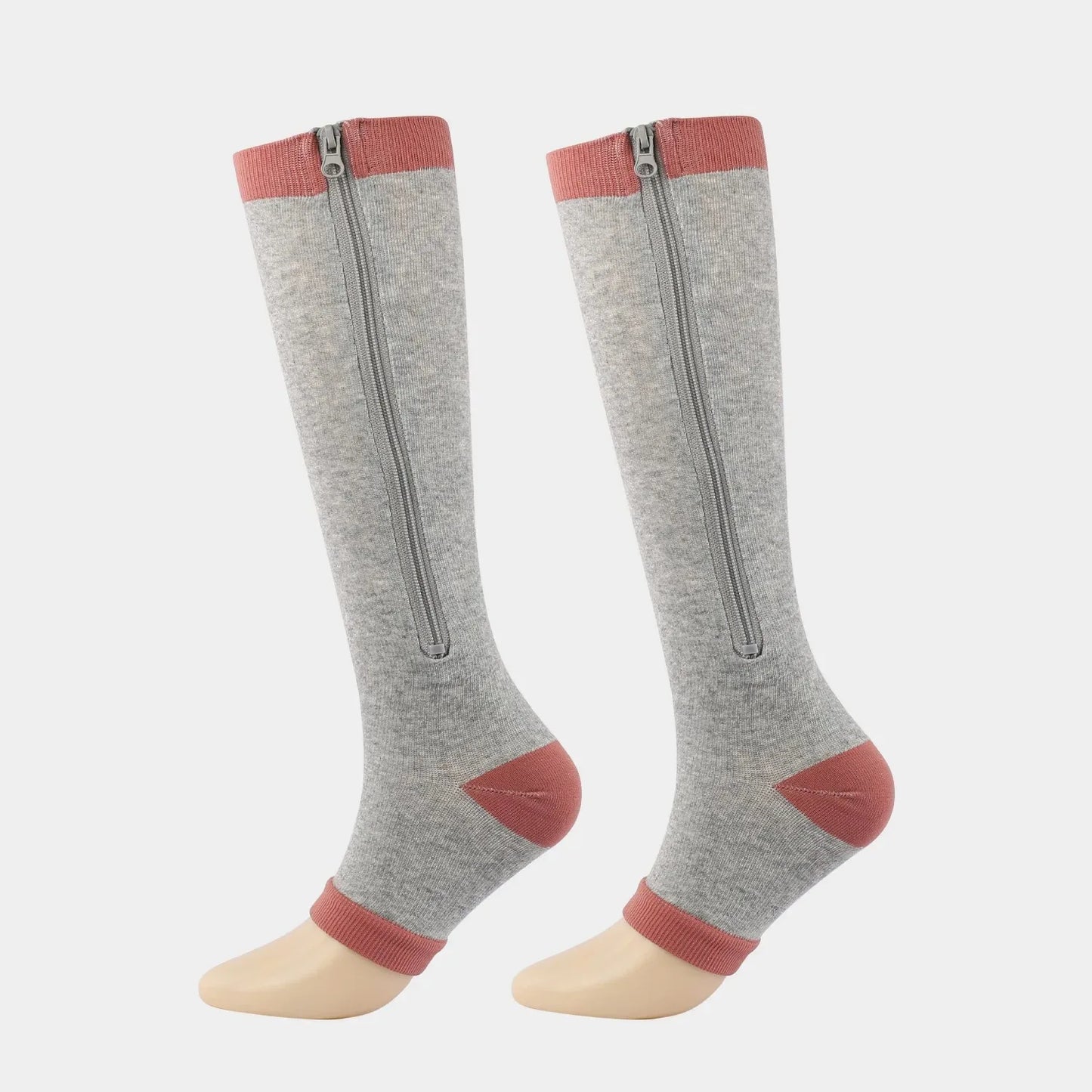 Zipper Compression Socks 15-20 mmHg Open Toe, Medical Zip Up Compression Stockings for Women Men Improves Blood Circulation, Rel
